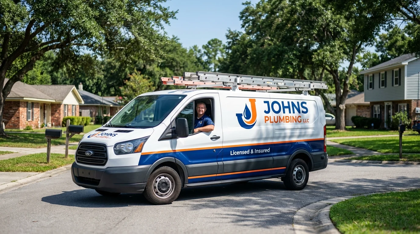Johns Plumbing LLC service van in Sanford, NC